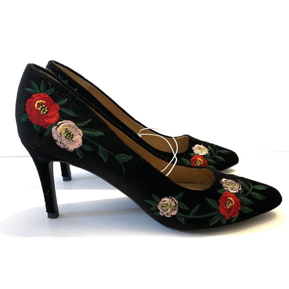 a new day Shoes - Black Velvet Floral Heels A New Day 7.5